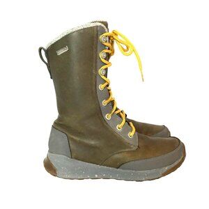 CHACO Borealis Tall Waterproof Winter Boot Moulded Green/Gray Leather Women 7.5